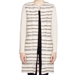 Tory Burch Paneled Wool Blend Jacquard Knit Coat Petite Small